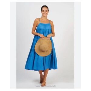 Naudic Tiered Maxi Dress - Cornflower (Size S)